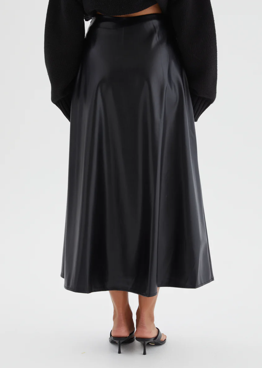 Coltrane PU Midi Skirt - Black - Image 8