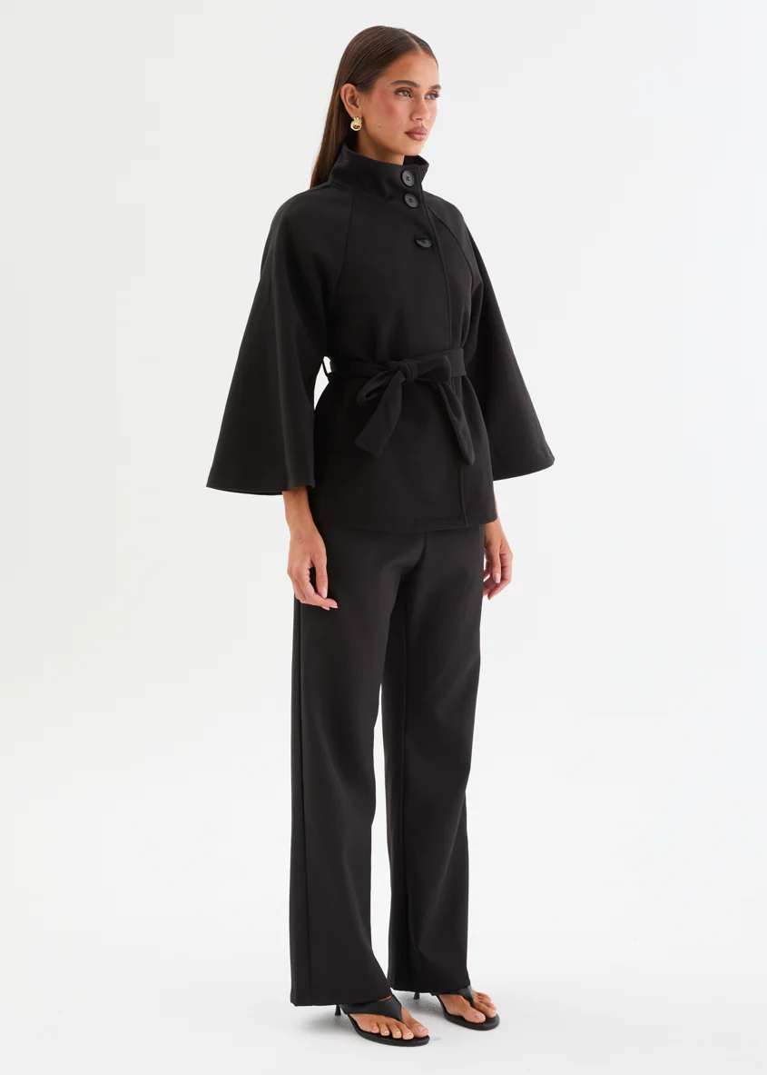 Corella Cape Coat - Black - Image 10