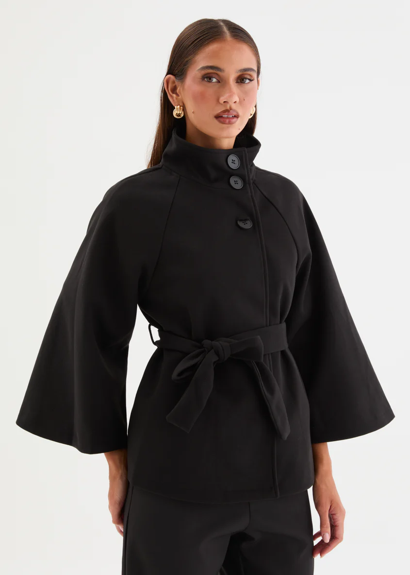 Corella Cape Coat - Black - Image 8
