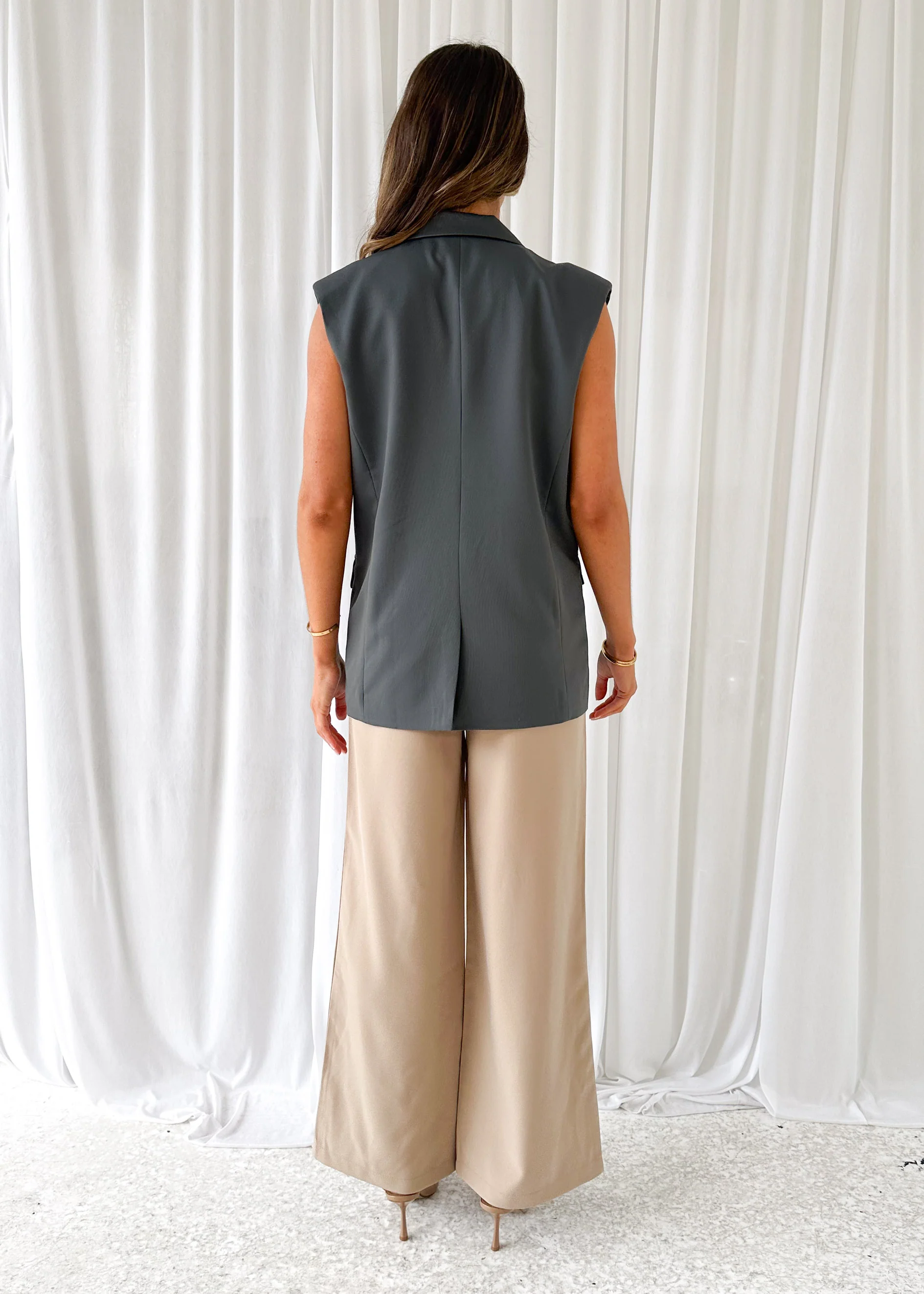 Corina Sleeveless Blazer - Charcoal - Image 18