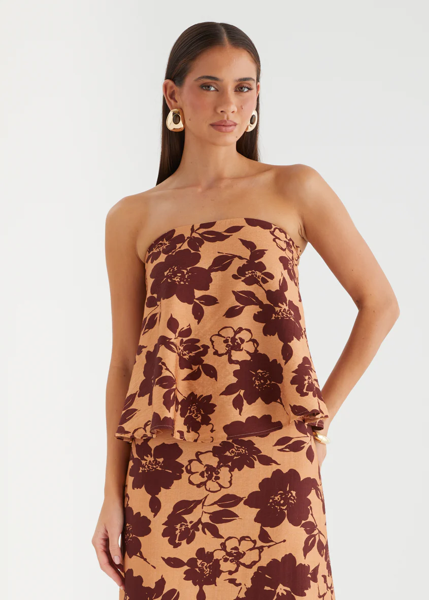 Cortez Strapless Top - Copper Floral