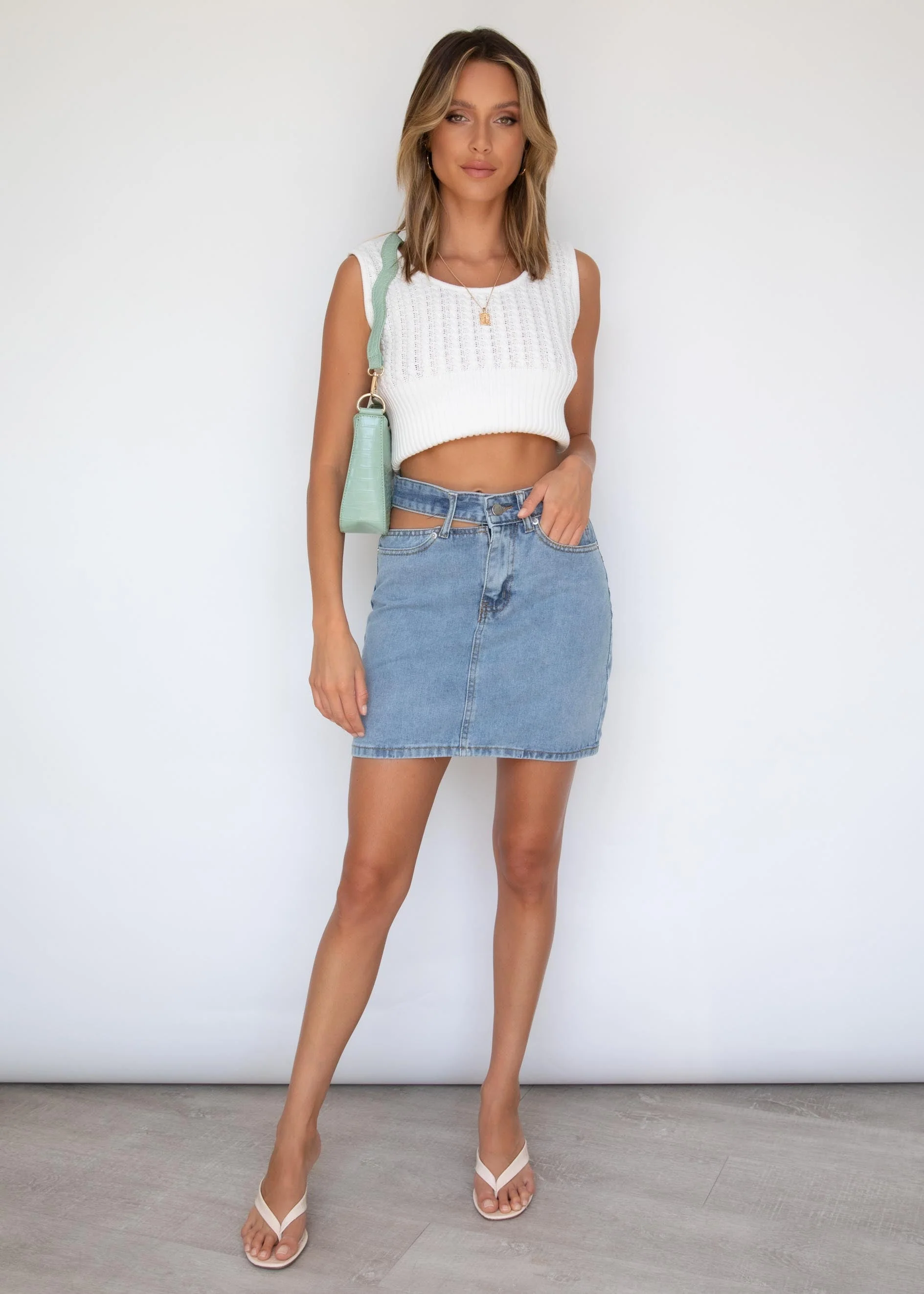 Cut It Out Denim Skirt - Blue Wash - Image 4