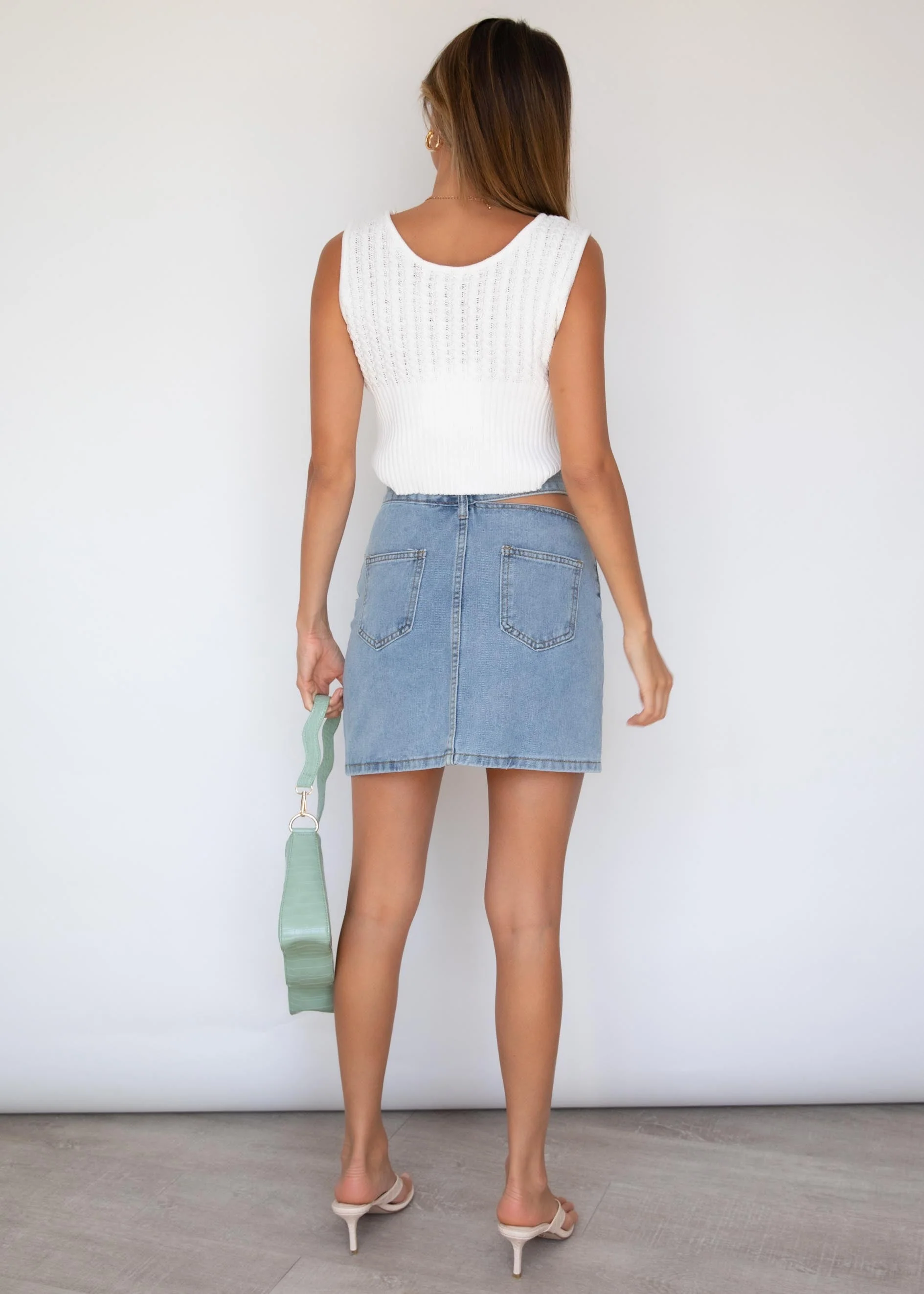 Cut It Out Denim Skirt - Blue Wash - Image 6