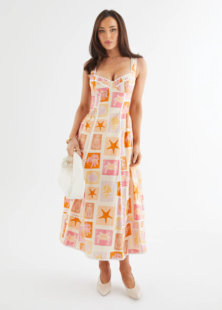 Cyanne Midi Dress - Coral Tile - Image 3