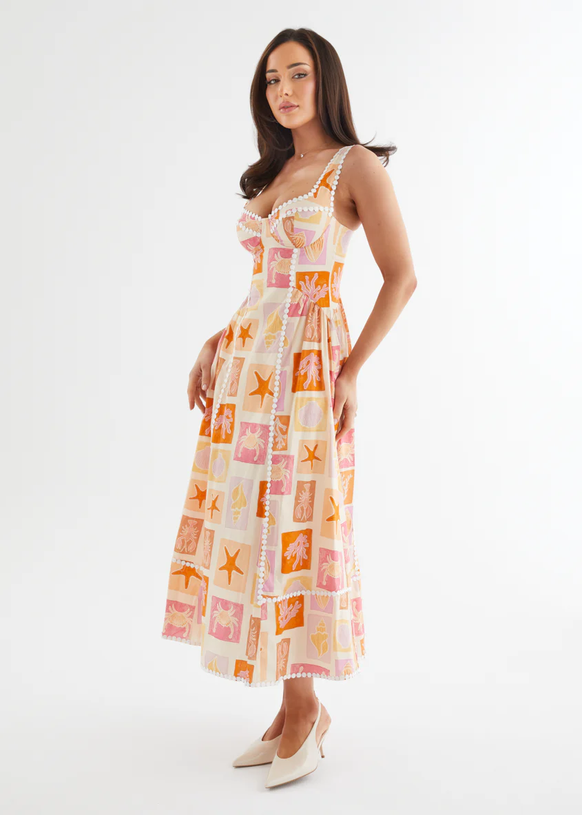 Cyanne Midi Dress - Coral Tile - Image 4