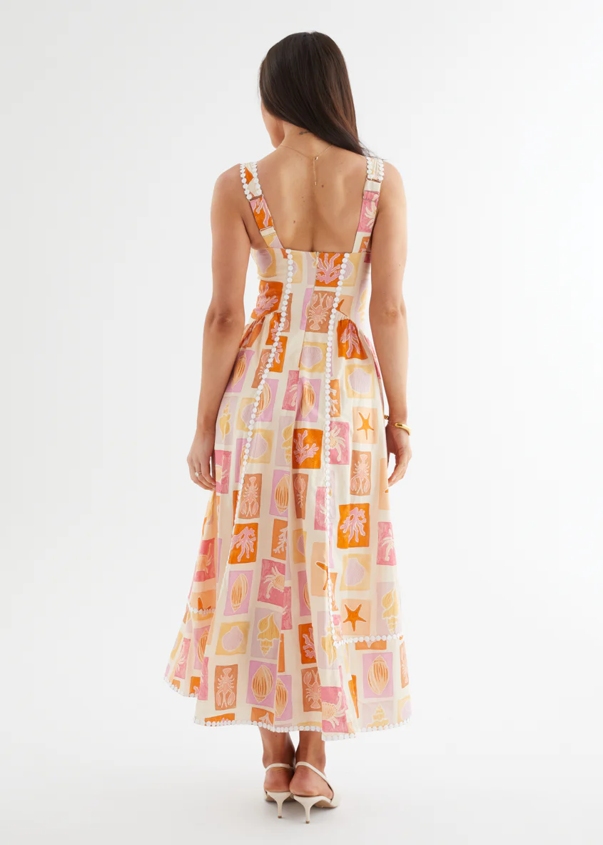 Cyanne Midi Dress - Coral Tile - Image 5