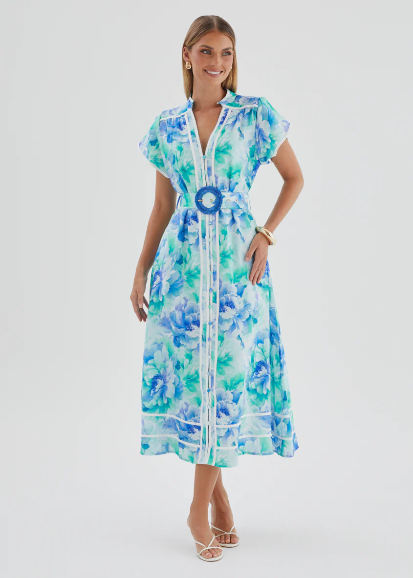 Dafina Maxi Dress - Aqua Floral - Image 2