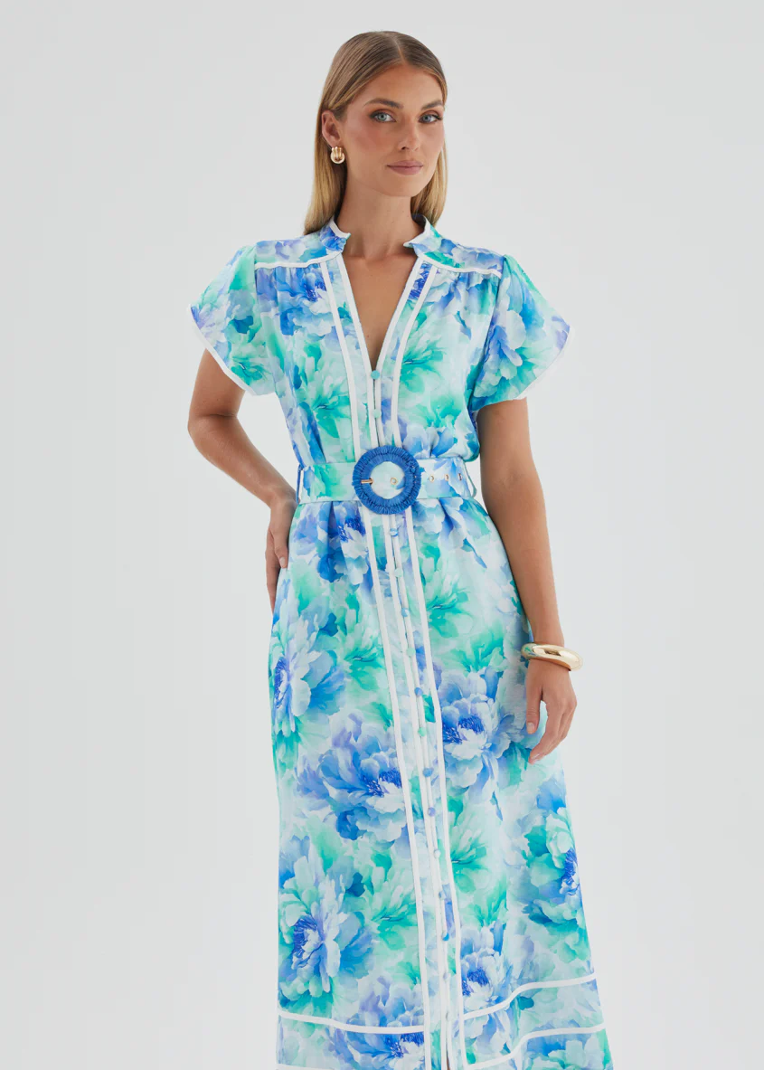 Dafina Maxi Dress - Aqua Floral - Image 3