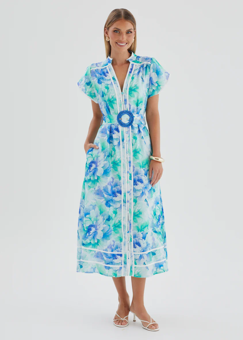 Dafina Maxi Dress - Aqua Floral - Image 4