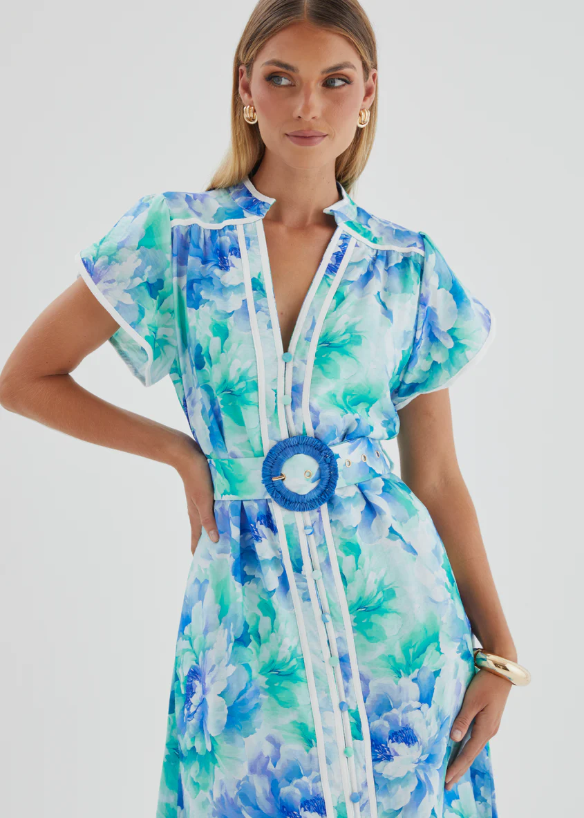 Dafina Maxi Dress - Aqua Floral - Image 7