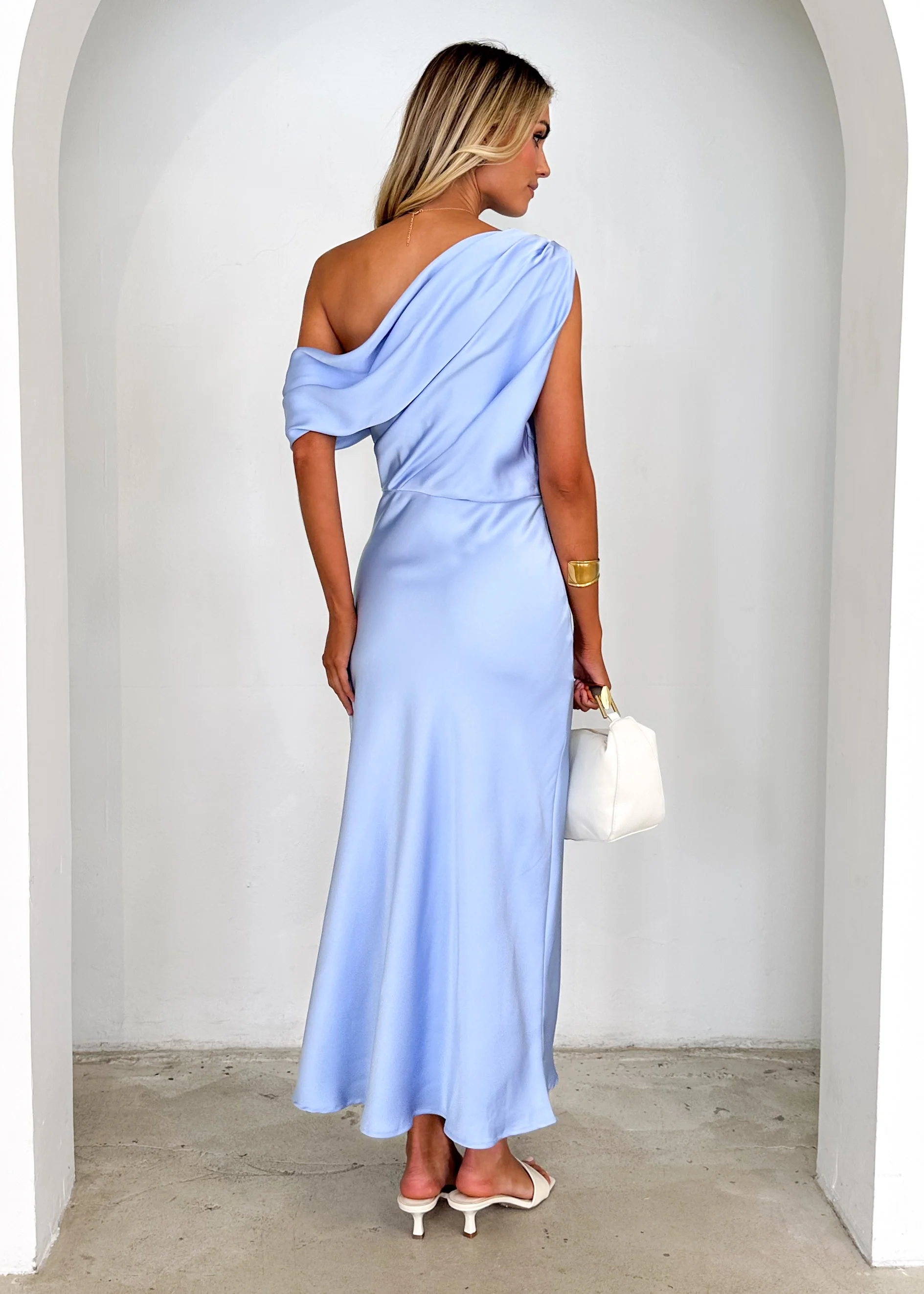 Daliah One Shoulder Maxi Dress - Blue - Image 7