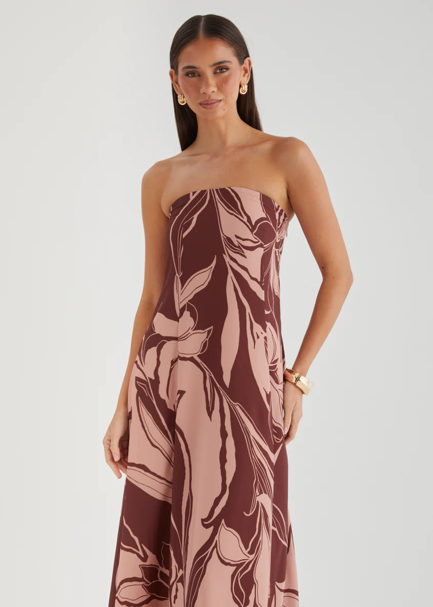 Dallase Strapless Maxi Dress - Mocha Floral - Image 3