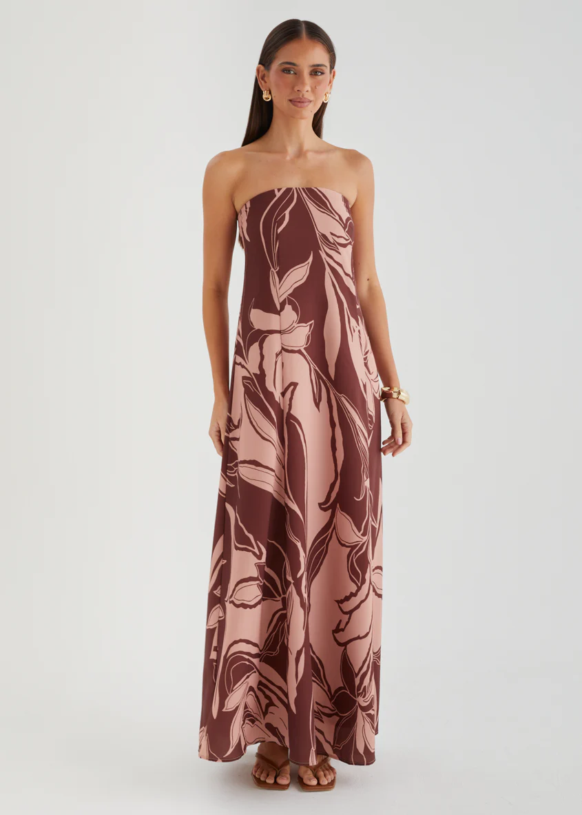 Dallase Strapless Maxi Dress - Mocha Floral - Image 5