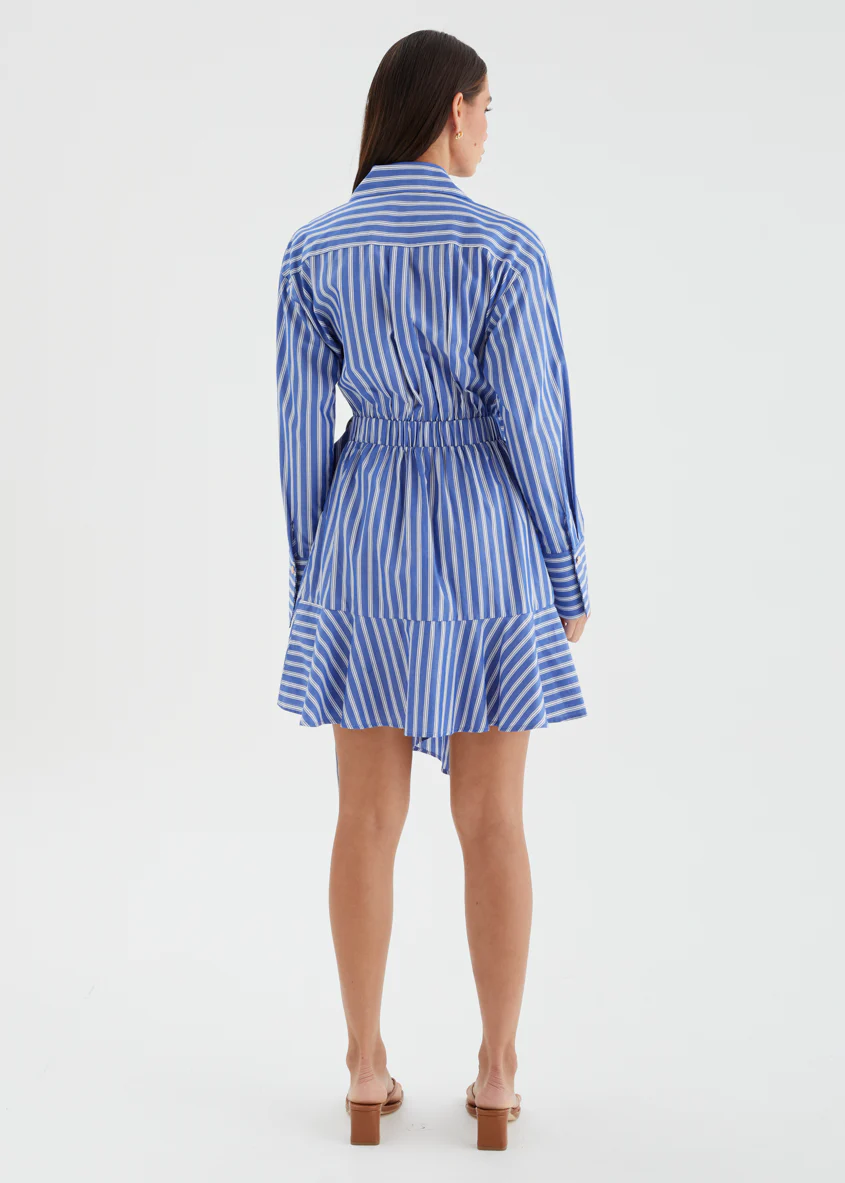 Damelia Wrap Dress - Blue Stripe - Image 7