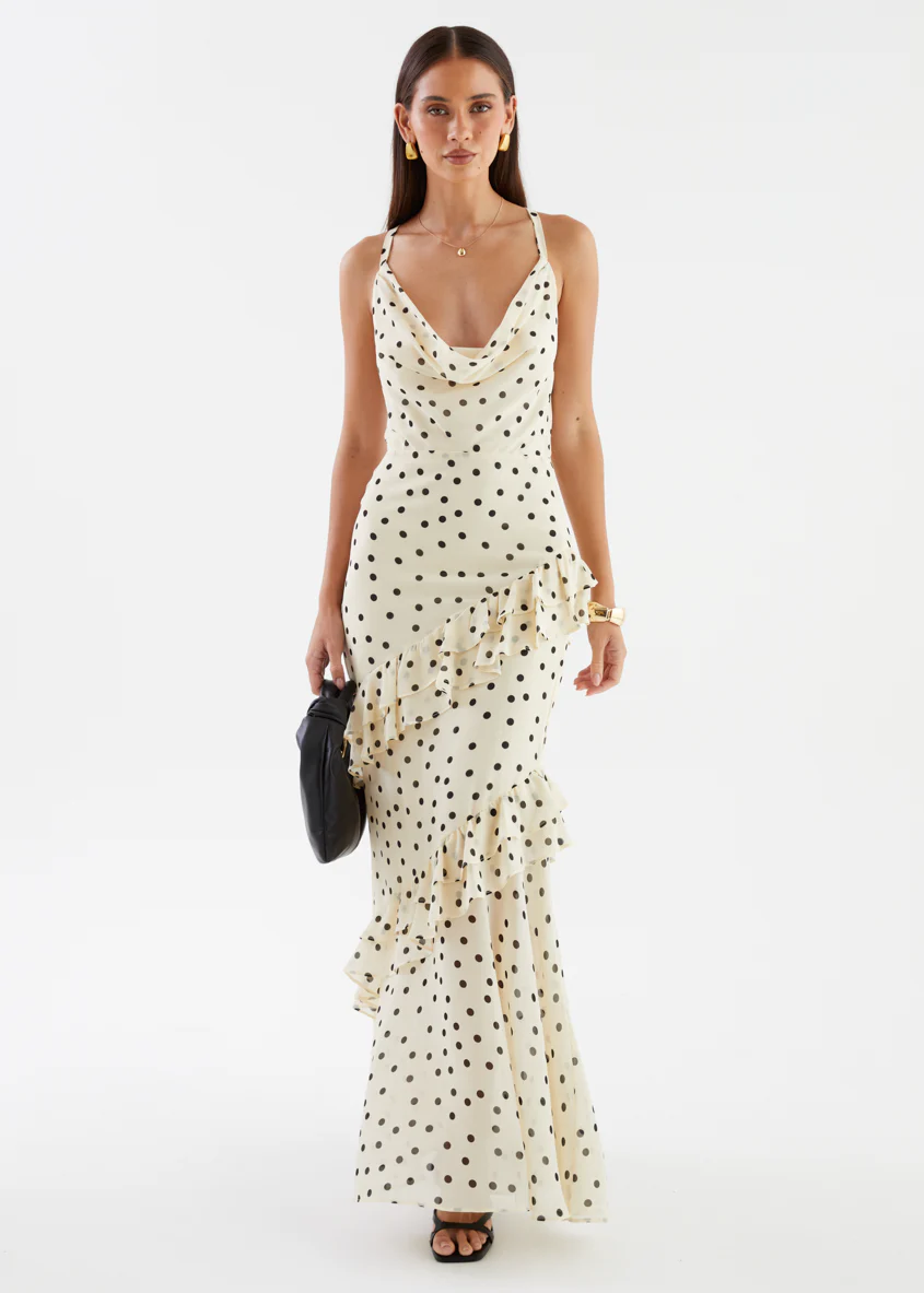 Damica Maxi Dress - Cream Polka - Image 3