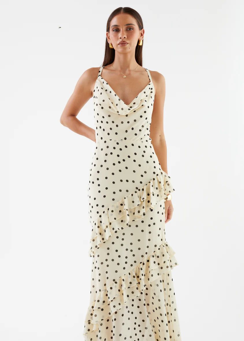 Damica Maxi Dress - Cream Polka - Image 4