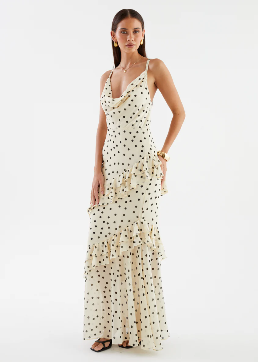Damica Maxi Dress - Cream Polka - Image 8