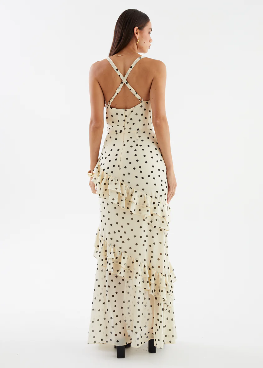 Damica Maxi Dress - Cream Polka - Image 9