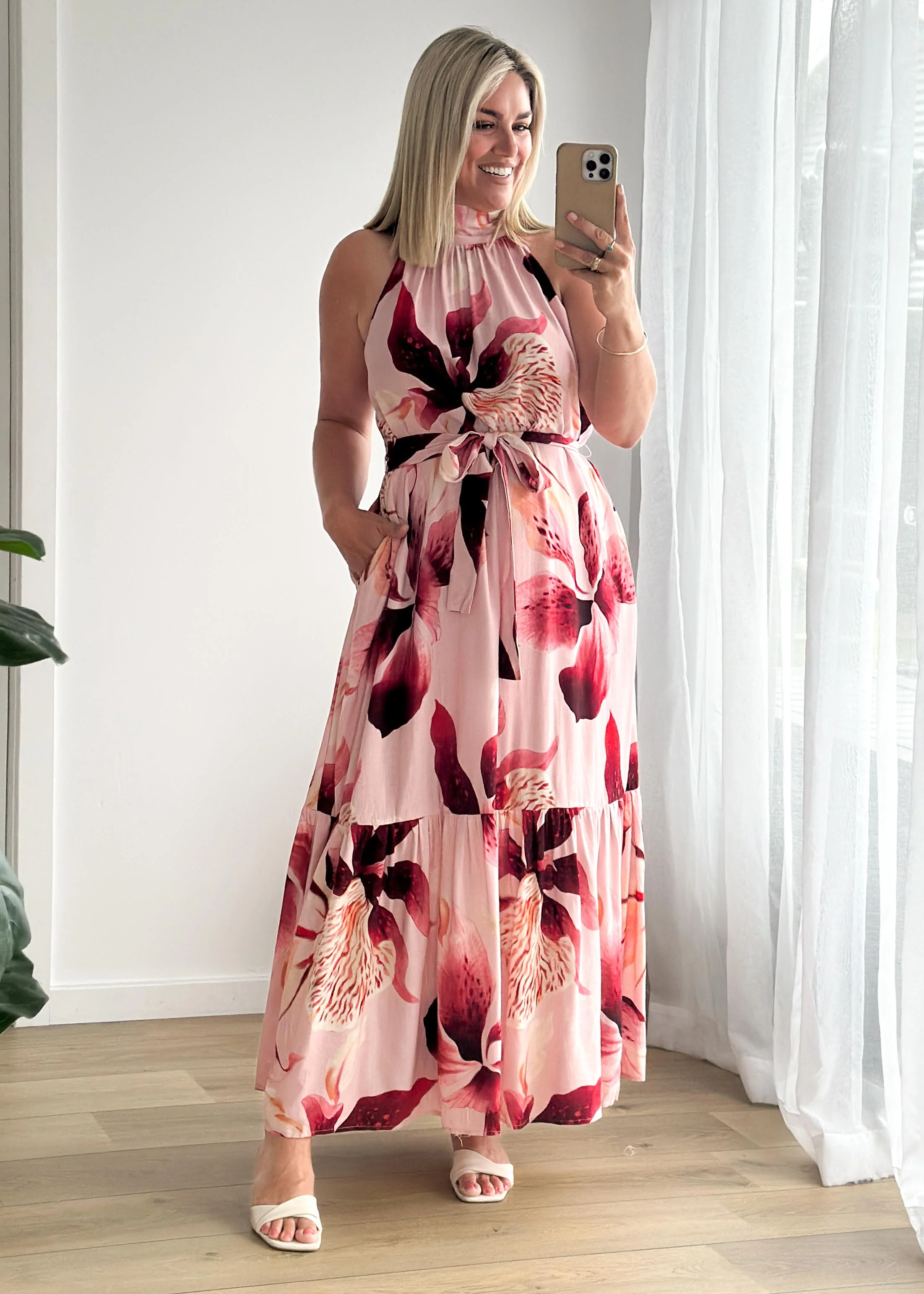 Danica Halter Maxi Dress - Blush Lily - Image 4