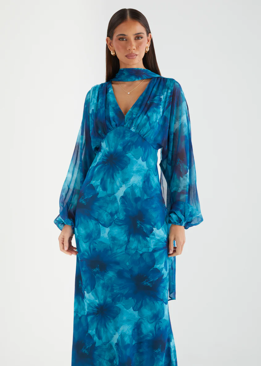 Darlene Maxi Dress - Turquoise Floral - Image 3