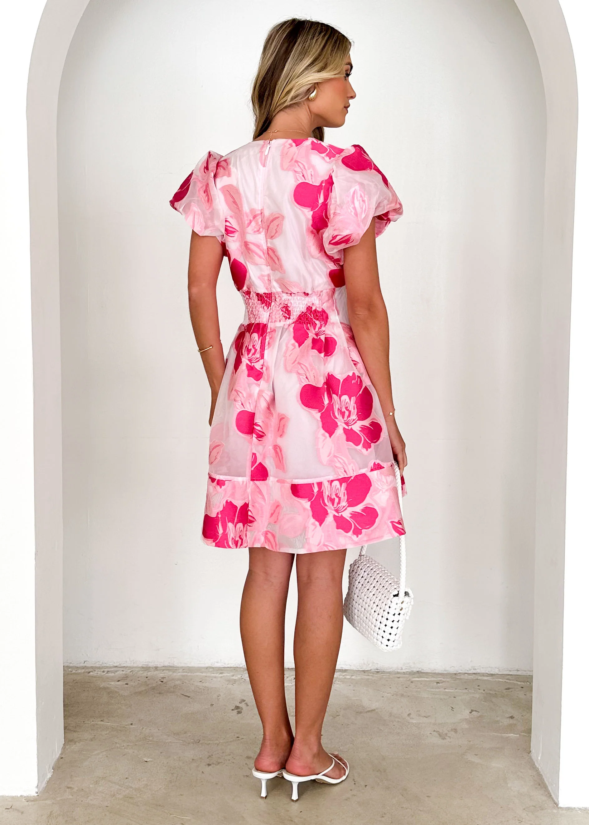 Dayna Dress - Magenta Jacquard - Image 5