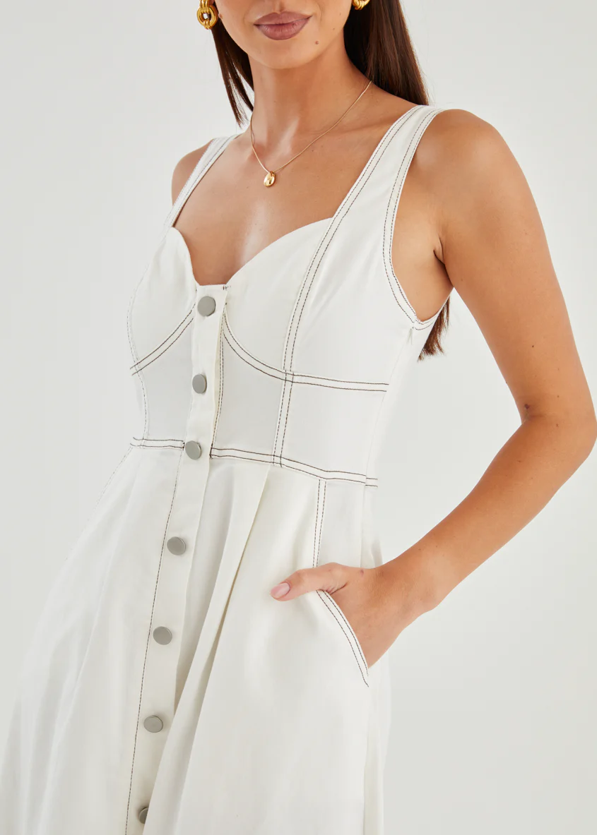 Deja Denim Midi Dress - Off White - Image 10