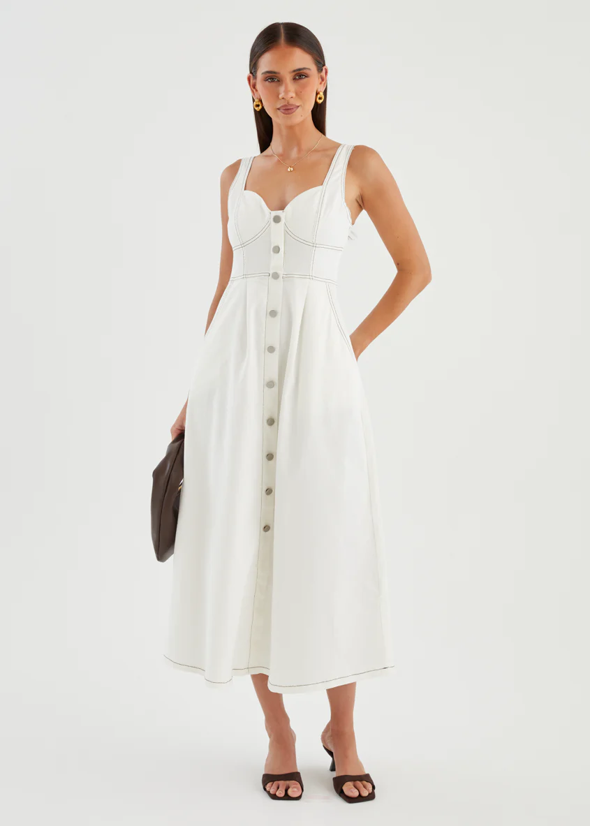 Deja Denim Midi Dress - Off White - Image 2