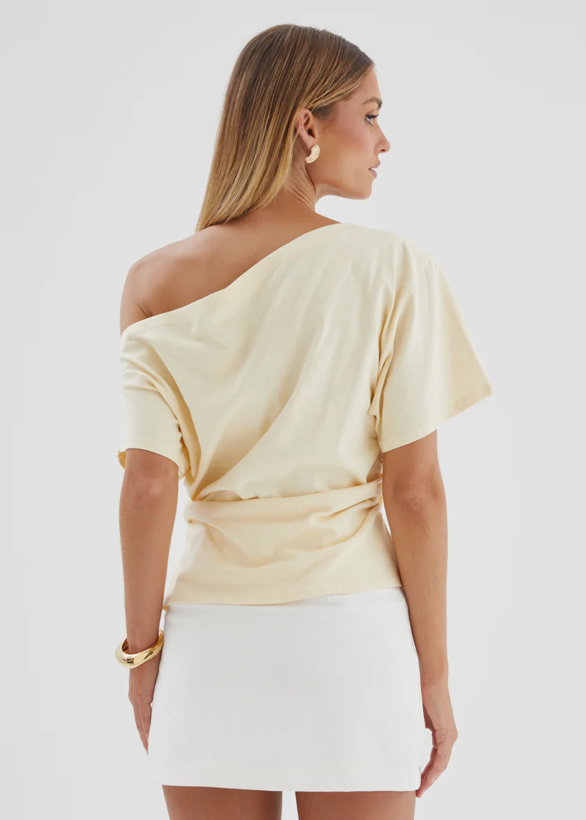 Delanie Drop Shoulder Top - Light Yellow - Image 8