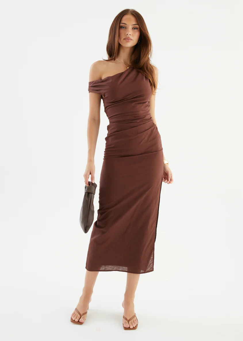 Denni Drop Shoulder Midi Dress - Chocolate - Image 11