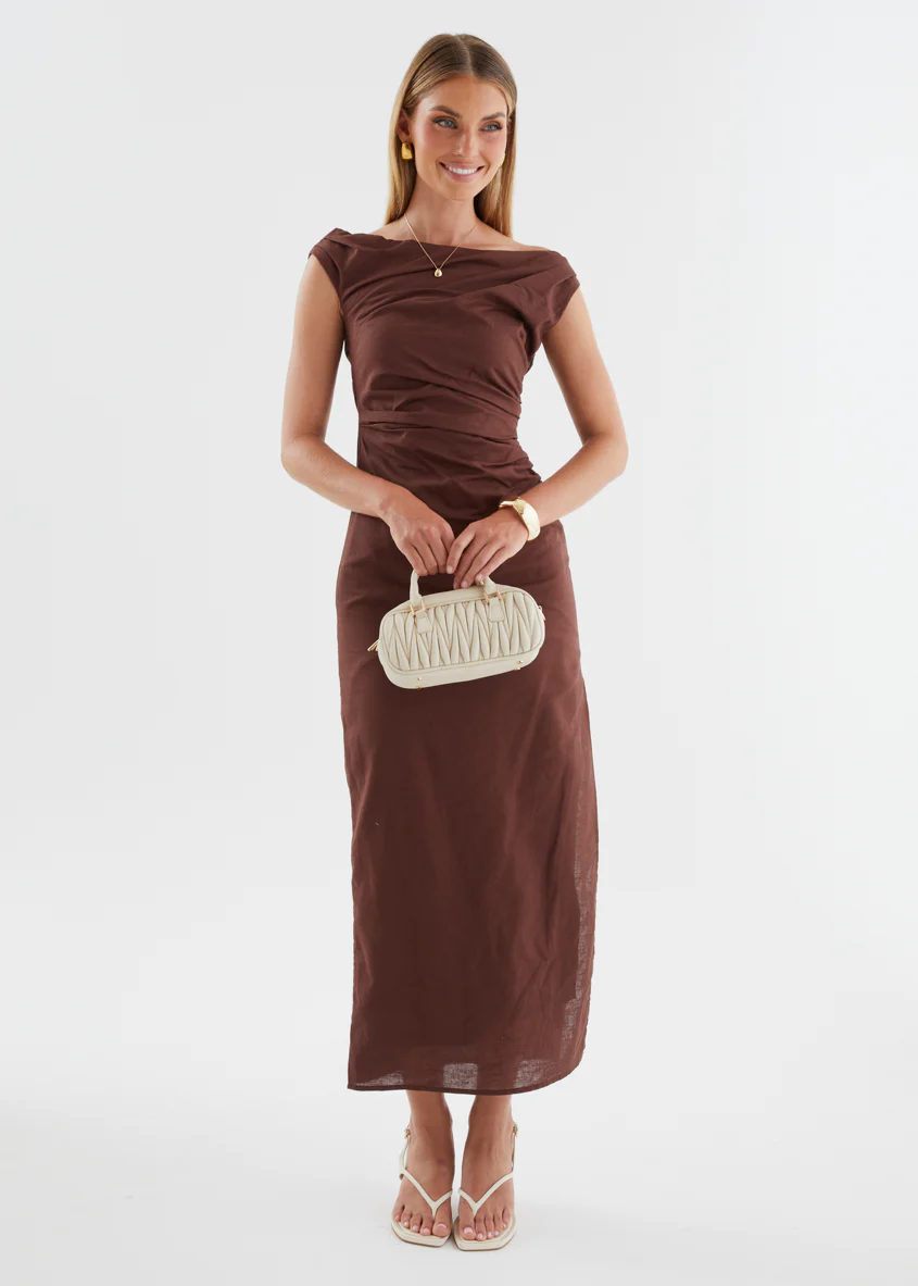 Denni Drop Shoulder Midi Dress - Chocolate - Image 5