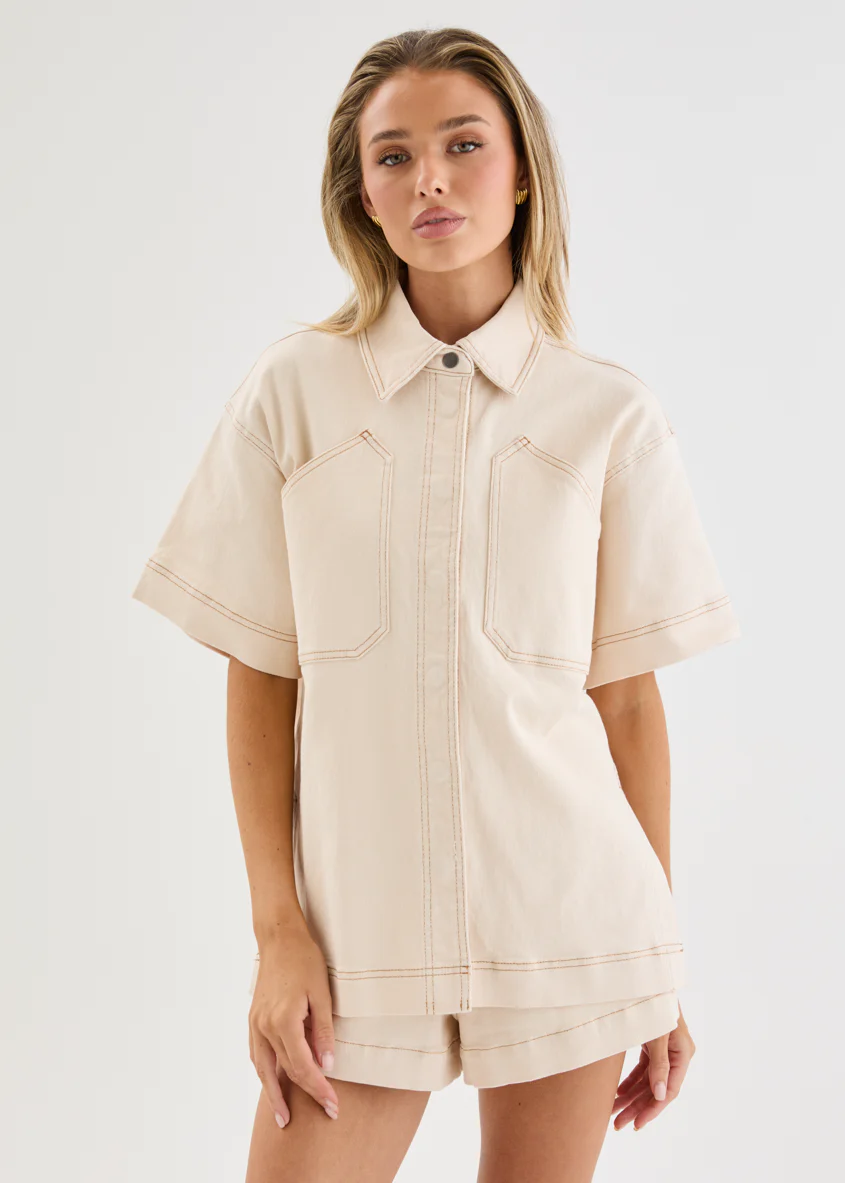 Devorah Denim Shirt - Ecru - Image 2