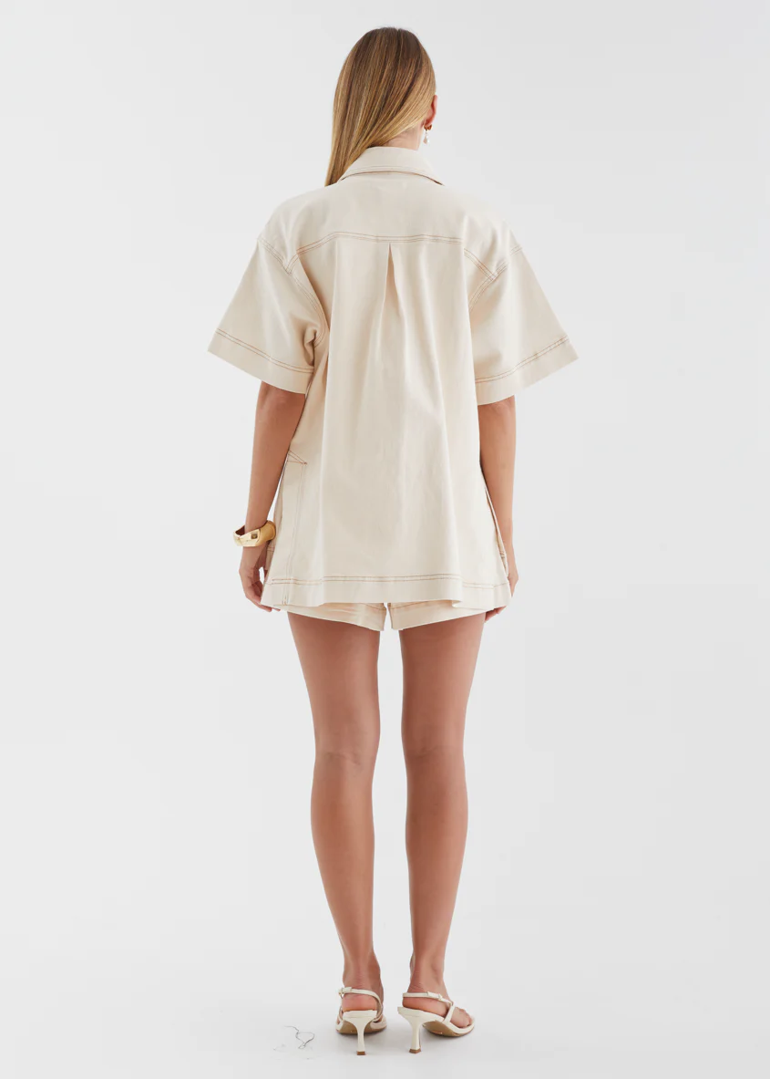 Devorah Denim Shorts - Ecru - Image 11