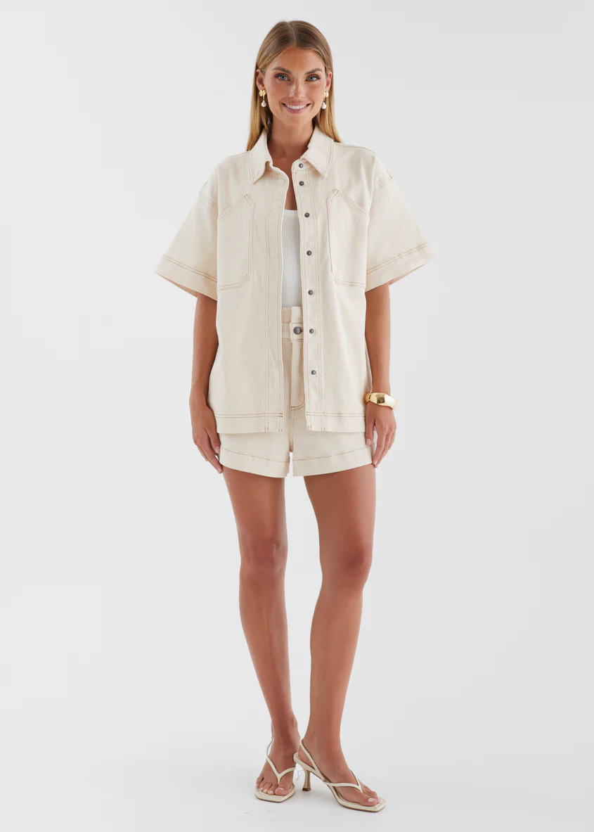 Devorah Denim Shorts - Ecru - Image 8