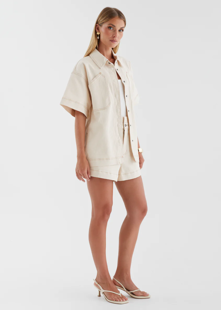Devorah Denim Shorts - Ecru - Image 9