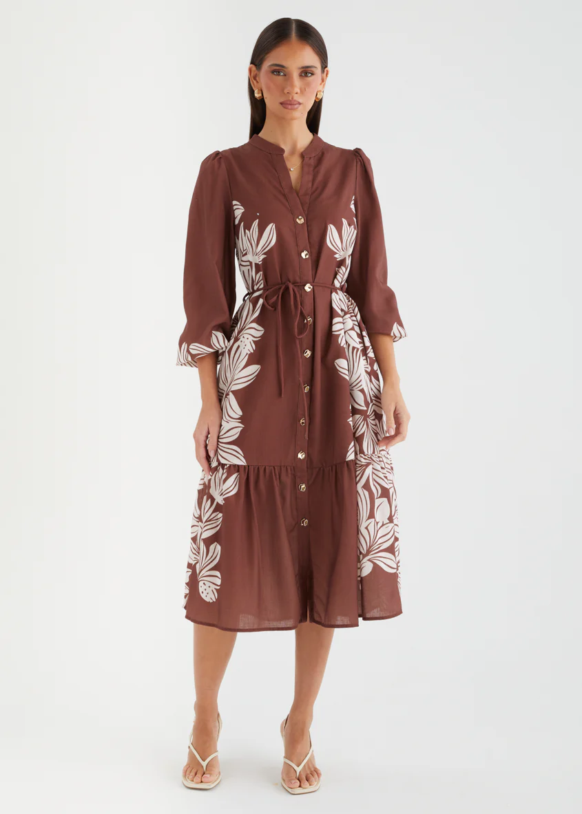 Dijana Midi Dress - Cacao Floral