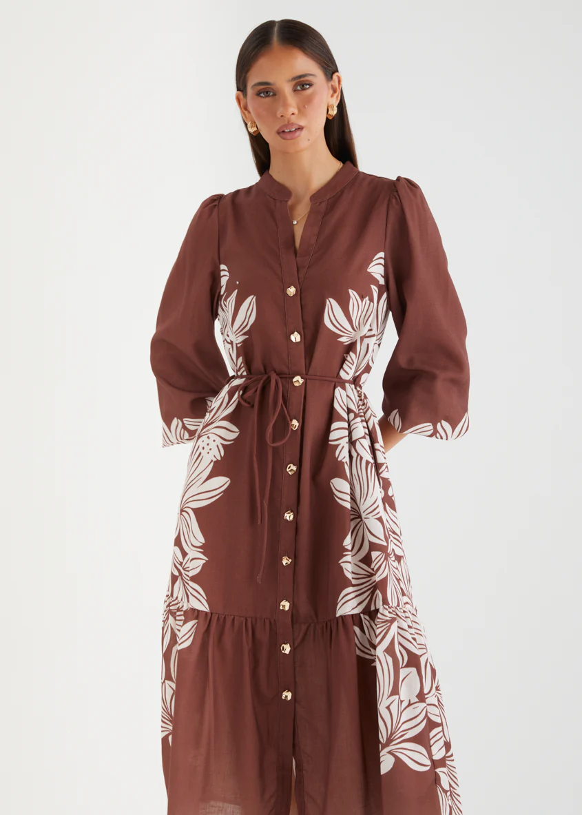 Dijana Midi Dress - Cacao Floral - Image 2