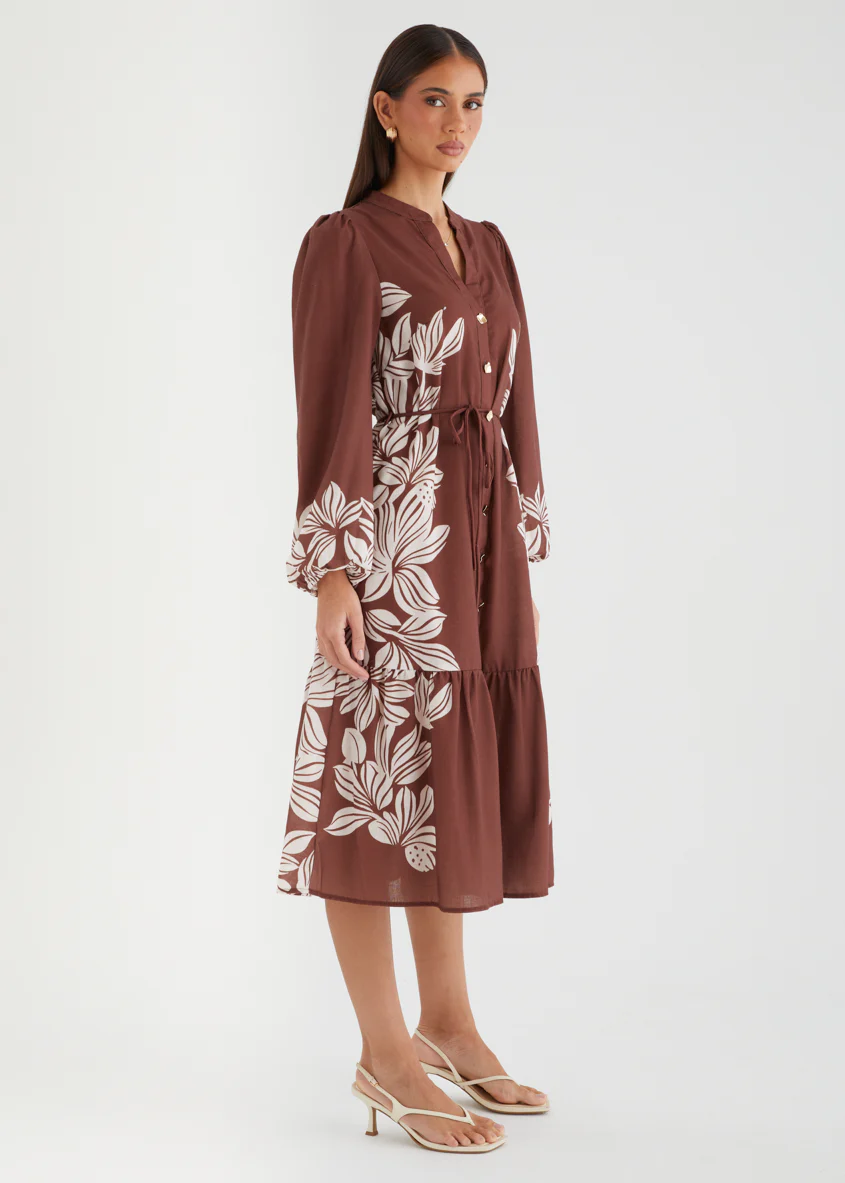 Dijana Midi Dress - Cacao Floral - Image 4