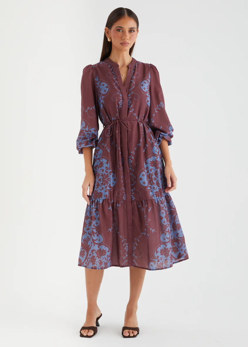 Dionah Midi Dress - Chocolate Frost