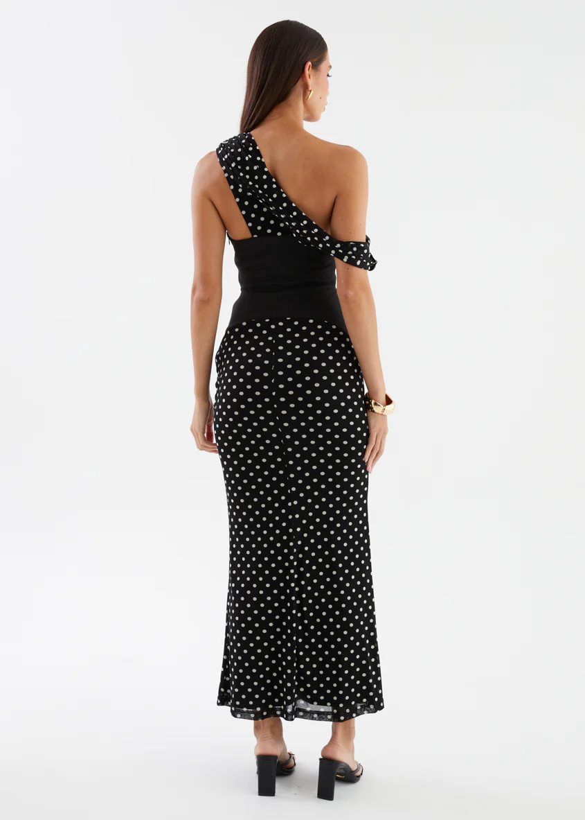 Dixie Drop Shoulder Maxi Dress - Black Polka - Image 9