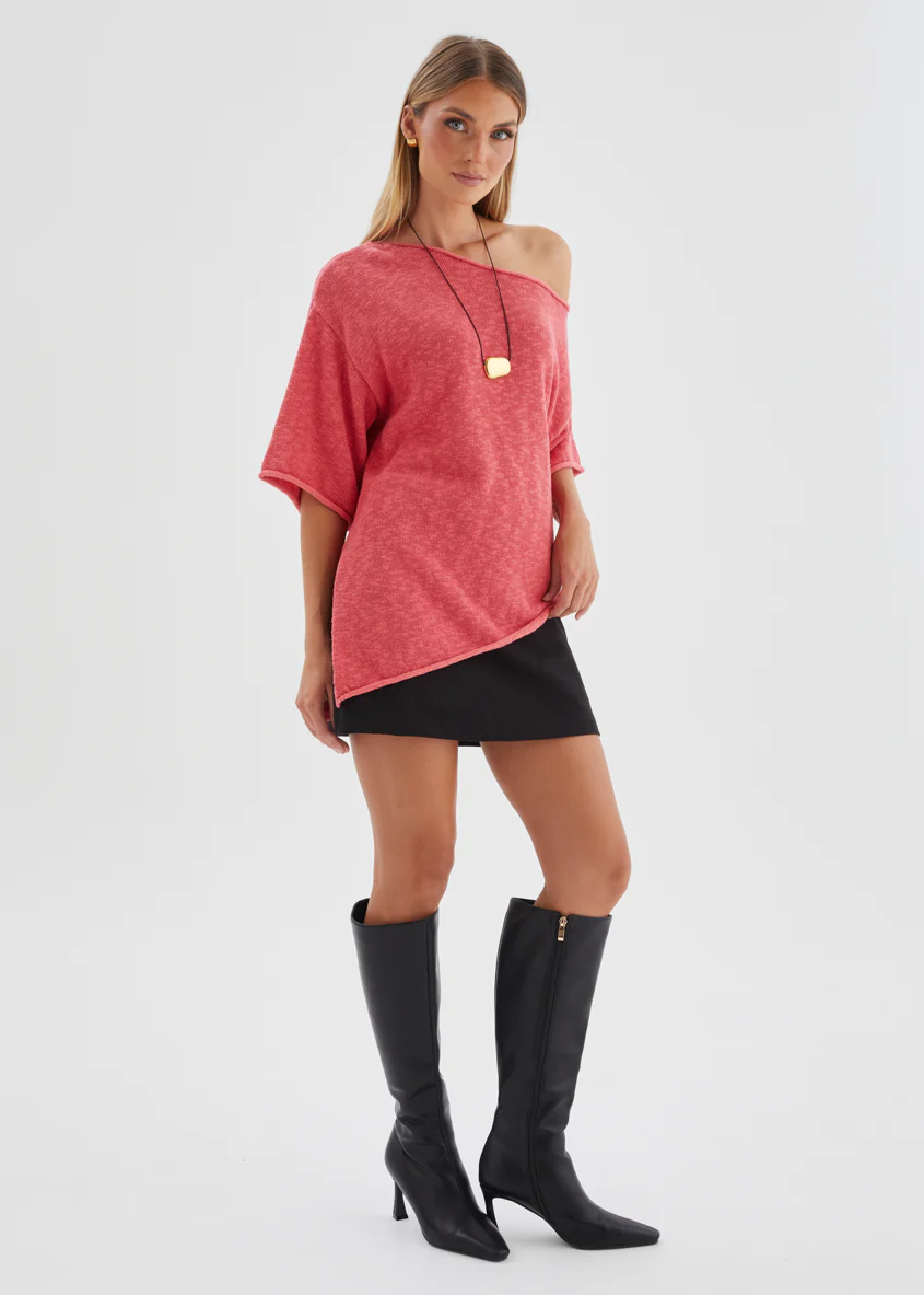 Elea Drop Shoulder Knit Top - Watermelon - Image 7