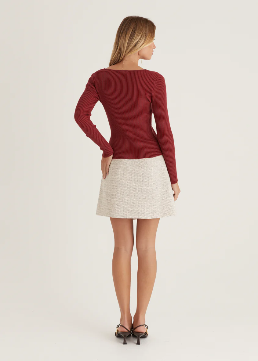Eleonore Knit Top - Burgundy - Image 16