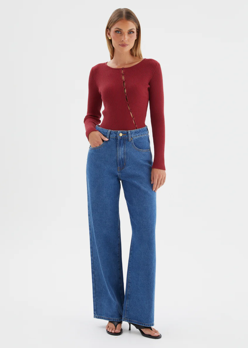 Eleonore Knit Top - Burgundy - Image 4