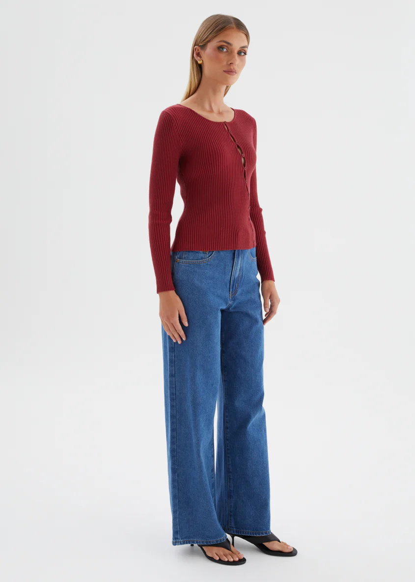 Eleonore Knit Top - Burgundy - Image 6