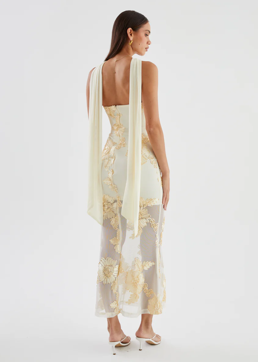 Elias Strapless Mesh Maxi Dress - Butter Embroidered - Image 10