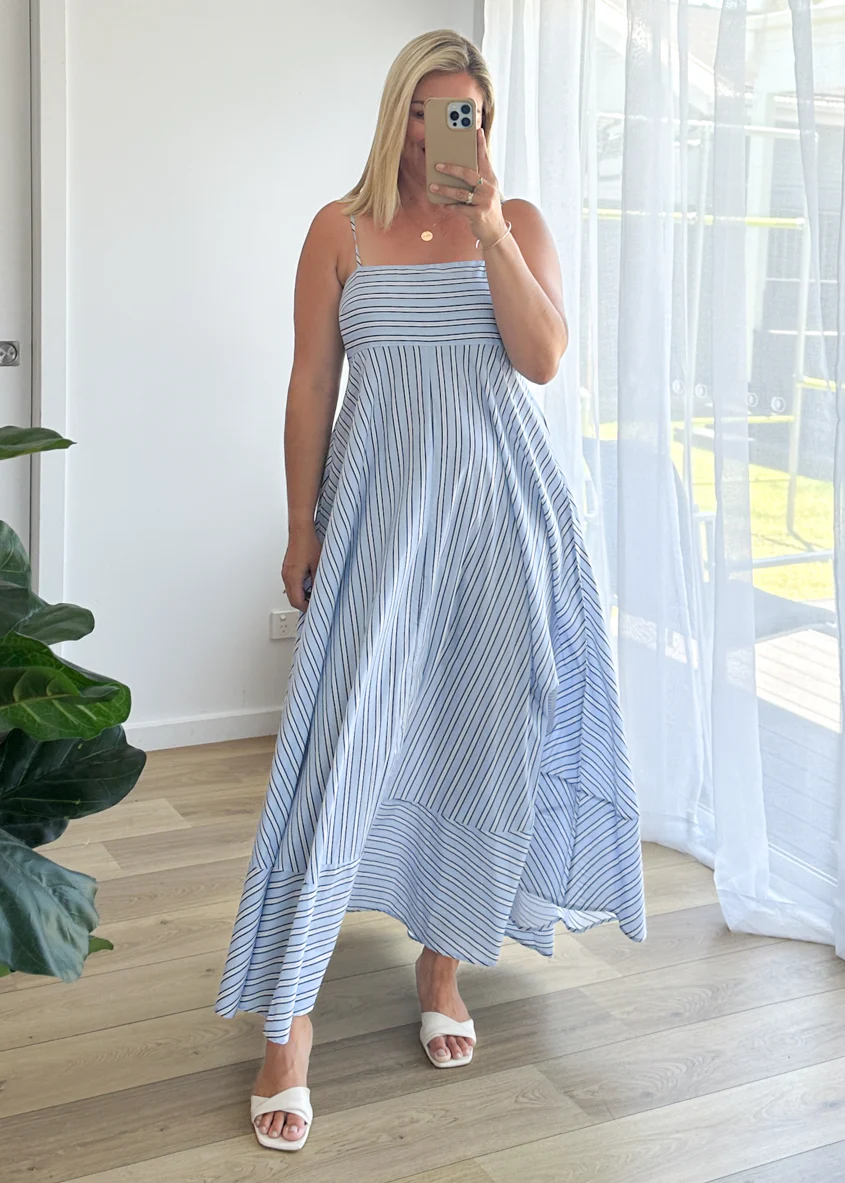 Elide Maxi Dress - Blue Stripe - Image 3