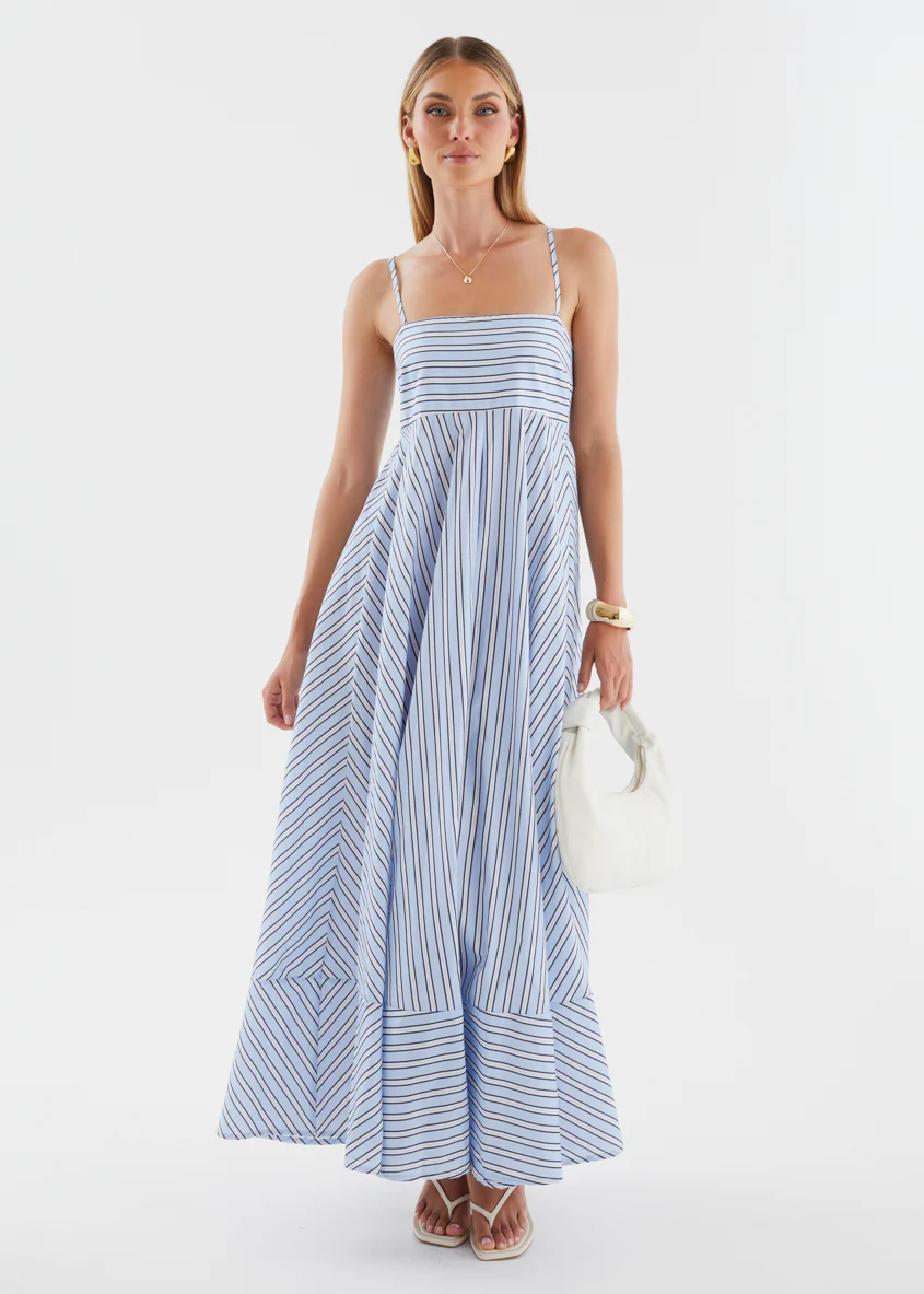 Elide Maxi Dress - Blue Stripe - Image 4