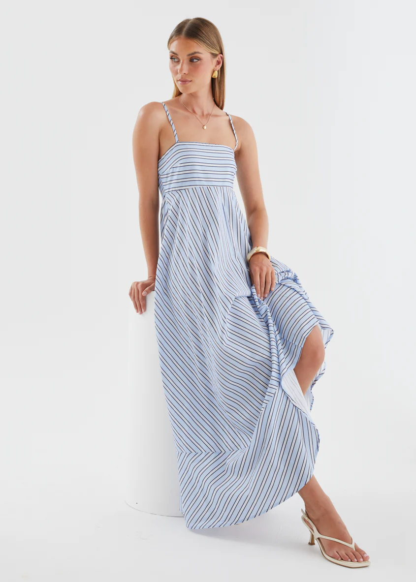 Elide Maxi Dress - Blue Stripe - Image 5