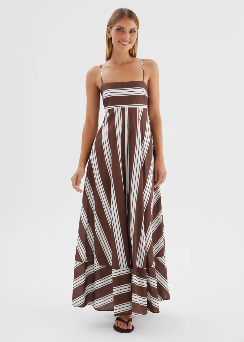 Elide Maxi Dress - Choc Stripe - Image 2