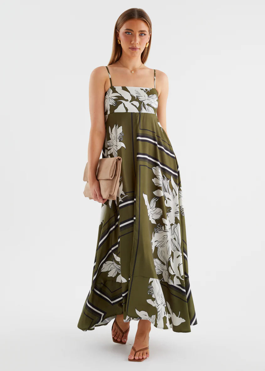 Elide Maxi Dress - Olive Geo Floral - Image 6