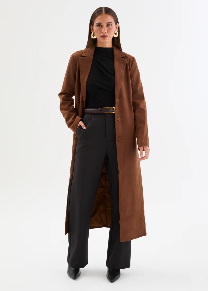 Elijah Suede Coat - Pecan Brown